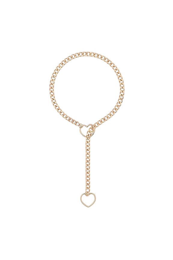 Women Necklace Heart Shape Hollow Chain Adjustable Hip Hop Punk Style Stainless Steel Party Club Performance Neck Jewelry