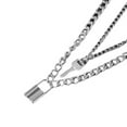 thumbnail image 1 of Grofry Women Necklace Smooth Two Layers Key And Lock Pendant Hollow Chain Retro Stainless Individual Clavical Necklace Neck Decoration Jewelry, 1 of 8
