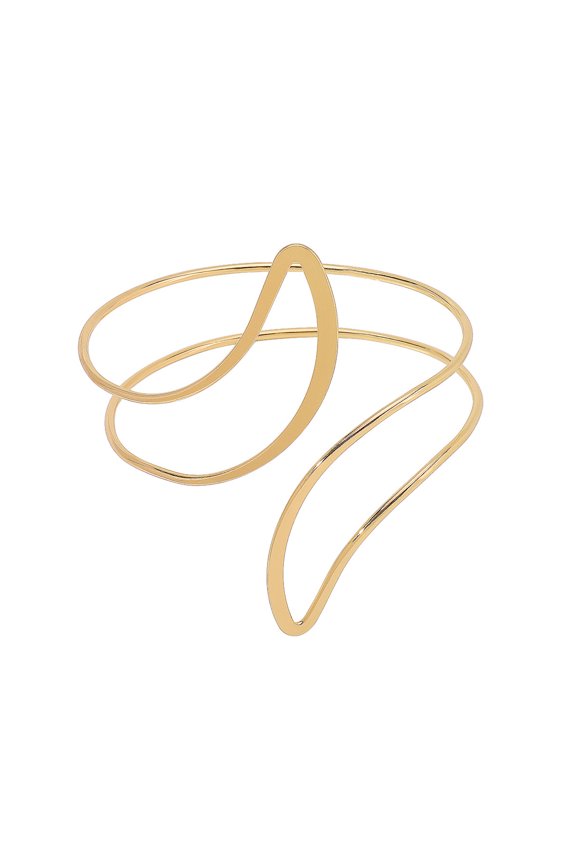 Women Open Arm Bracelet Adjustable Hollow Out Crescent Shape Ethnic Style Faux Turquoise Anti-slip Lady Prom Party Cosplay Performance Jewelry