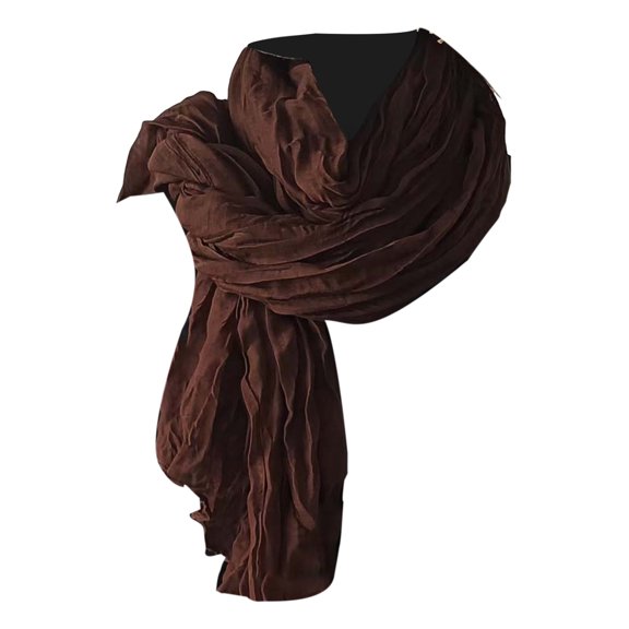 Grofry Women Scarf Pleated Long Scarf Retro Autumn Winter Warm Long Scarf Soft Vintage Inspired Scarf