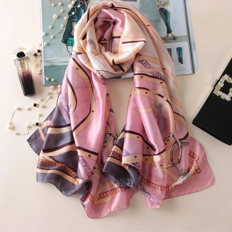 Grofry Women Scarf Smooth Artificial Silk Scarf Summer Beach Cover Wrap Large Shawl