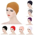 thumbnail image 1 of Grofry Women Solid Color Elastic Bandanna Turban Cap Head Scarf Cover Hat Headdress Turmeric, 1 of 8