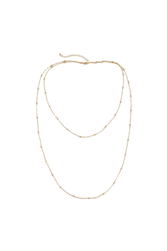 Women Sweater Chain Double-layer Alloy Beads Adjustable Clothes Jewelry Dating Prom Party Garment Decoration Necklace
