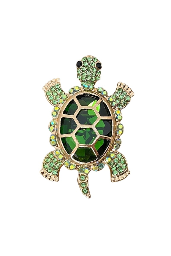 Women Turtle Brooch Rhinestone Anti-slip Faux Crystal Suit Coat Collar Hat Scarf Decoration Clothes Pin Prom Party Garment Jewelry