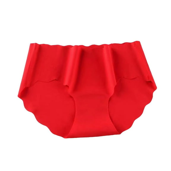 Grofry Women Underpants Seamless Ice Silk Underwear Mid Waist Thin Quick Dry Waved Edge Moisture-wicking Lady Briefs