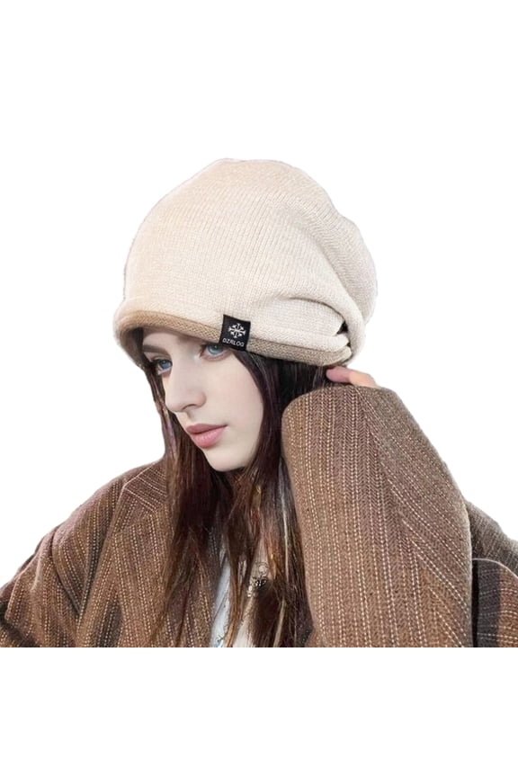 Women Winter Hat Knitted Elastic Thick Warm Soft Cold Resistant No Brim Beanie Baggy Lady Cap