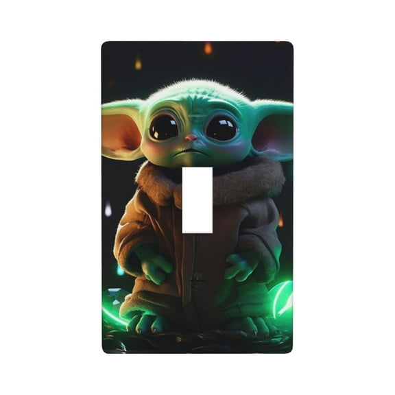 Grogu Anime Light Switch Cover Plates, Single Lever Wall Plate, 1 Gang Decorative Light Switch Cover