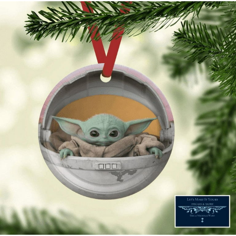 Grogu Baby Yoda Custom Metal Ornamment Gift Tag 3.5 Round Star Wars Inspired