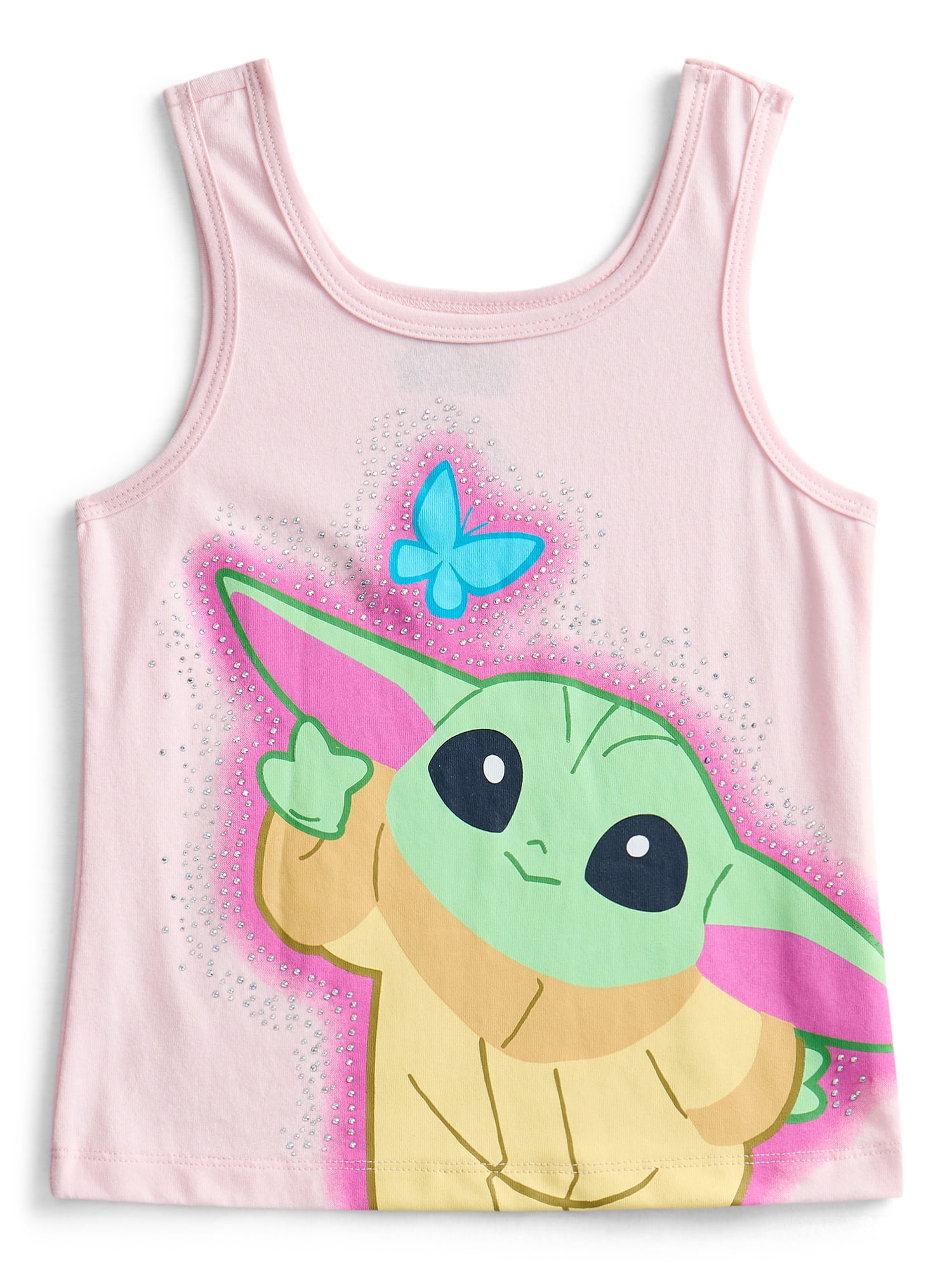 Grogu Girls Gradient Rhinestone Character Graphic Tank Top, Sizes 4-16