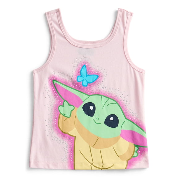 Grogu Girls Gradient Rhinestone Character Graphic Tank Top, Sizes 4-16