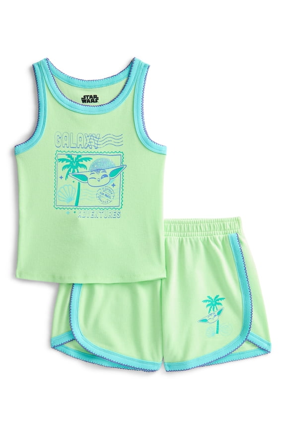 Grogu Girls Graphic Tank Top and Matching Shorts Set, 2-Piece, Sizes 4-16