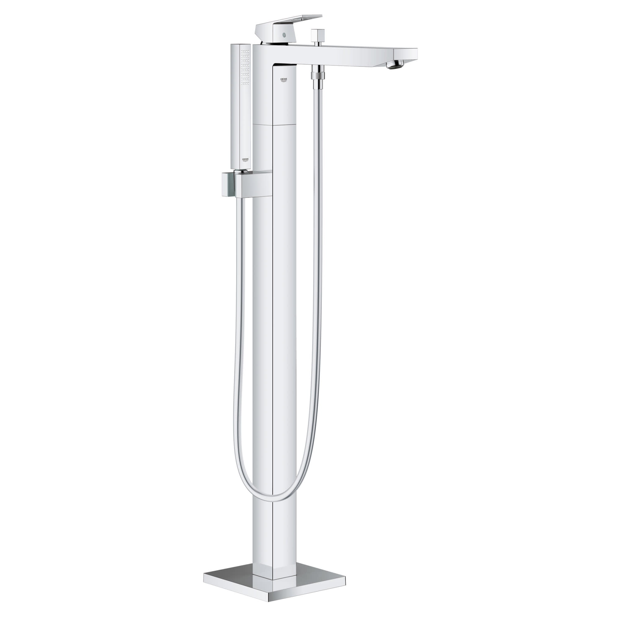 Modern Chrome Freestanding Tub Filler with Handshower