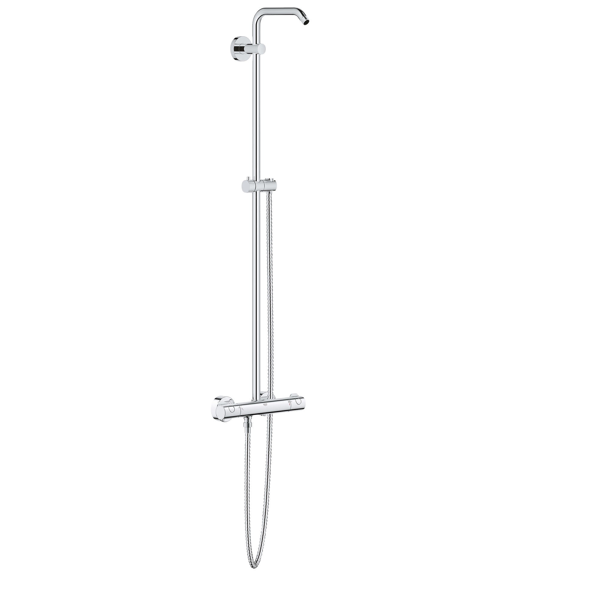 Adjustable Height Chrome Wall Mounted Shower System with Brass Fixtures