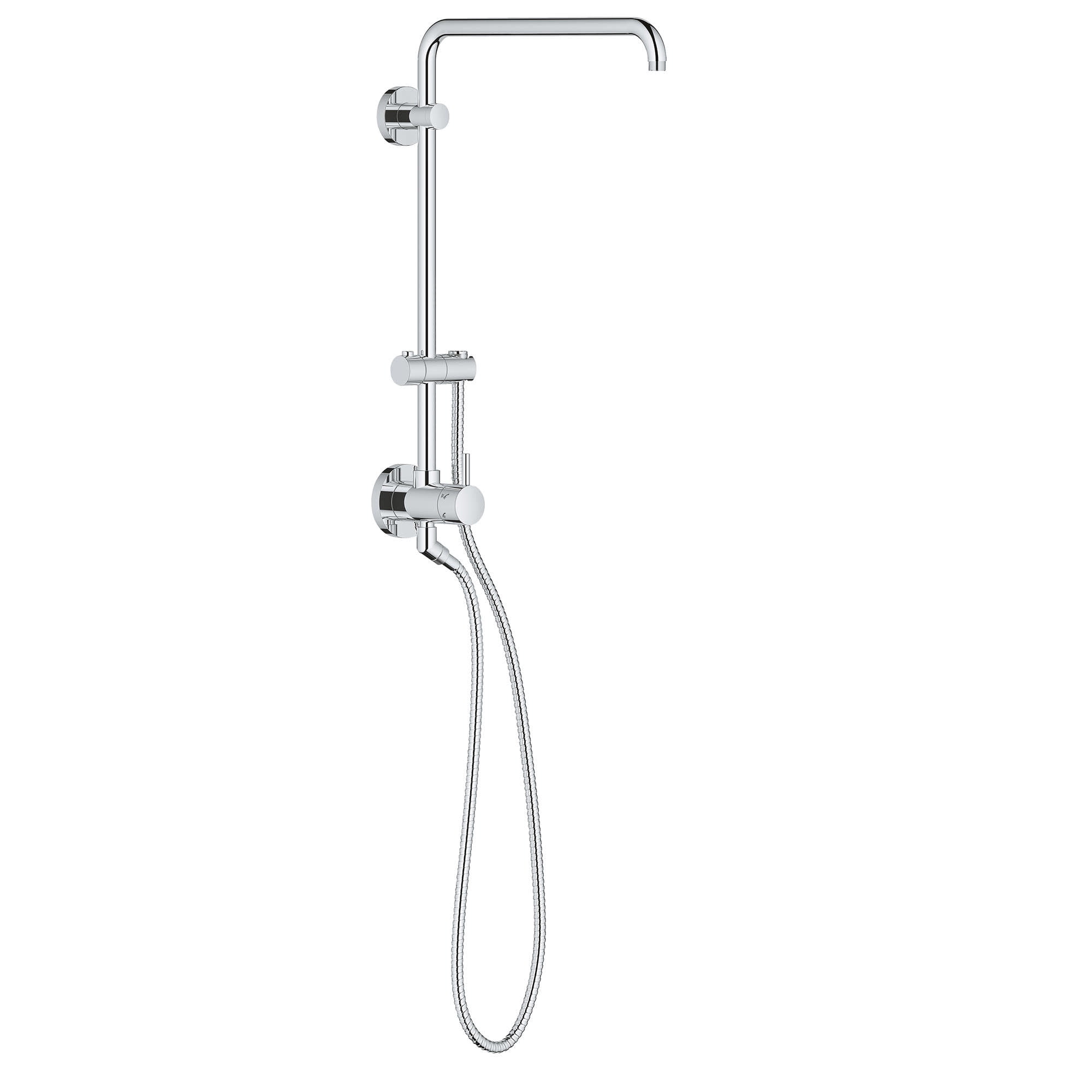 Chrome Adjustable Height Multi-Head Wall Mounted Shower System