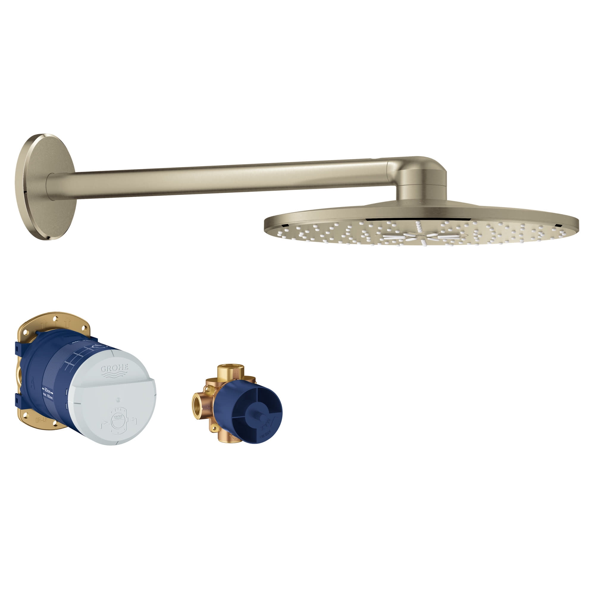 Brushed Nickel 12" Multi Function Rain Shower Head Set