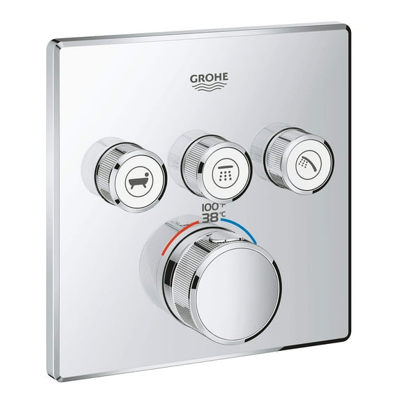Grohe Grohtherm 29142A00 Triple Function Thermostatic Valve Trim in Grohe Hard Graphite