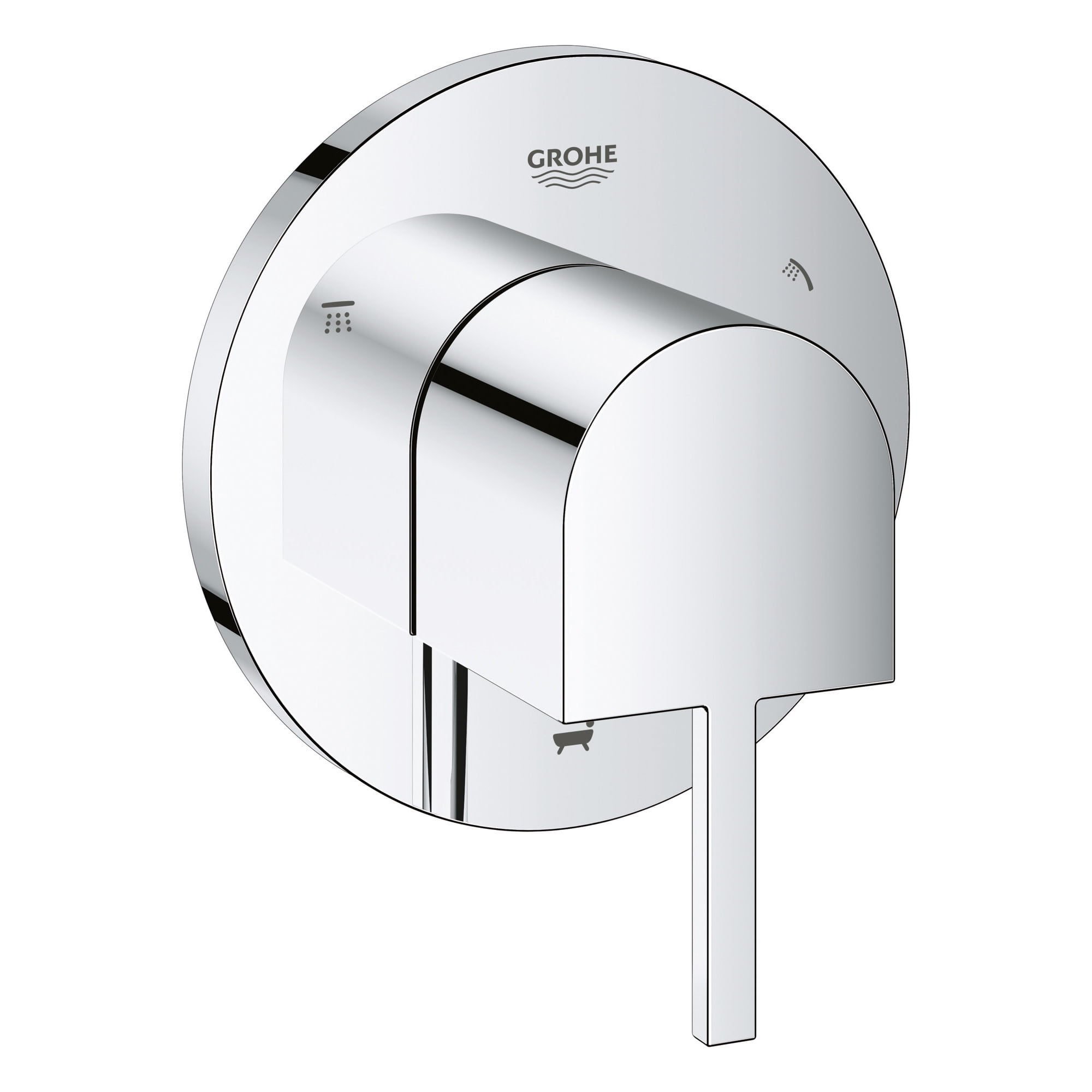 Modern Chrome 3-Way Diverter Shower Trim with Lever