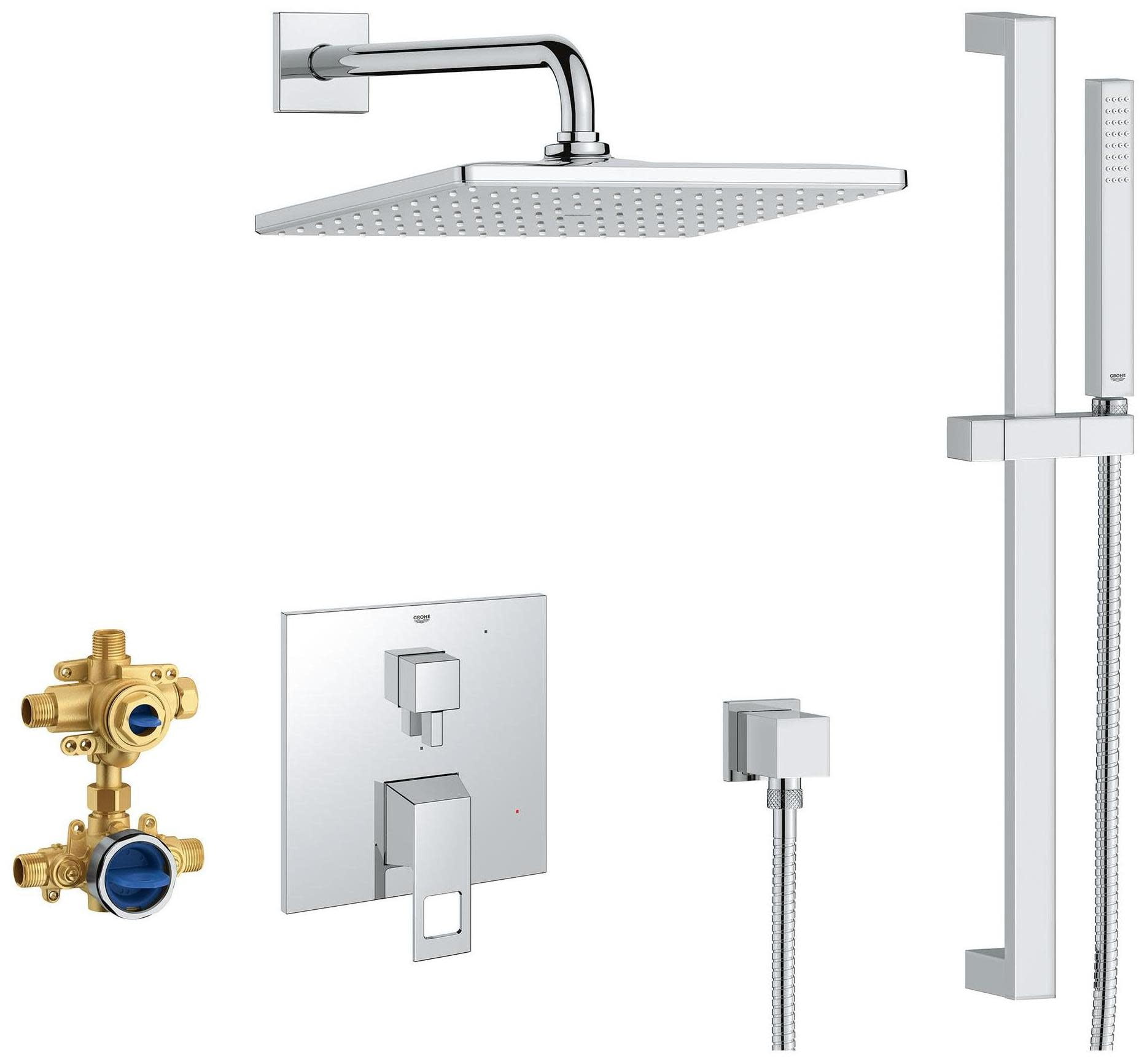 Eurocube Chrome Adjustable Height Rain Shower System