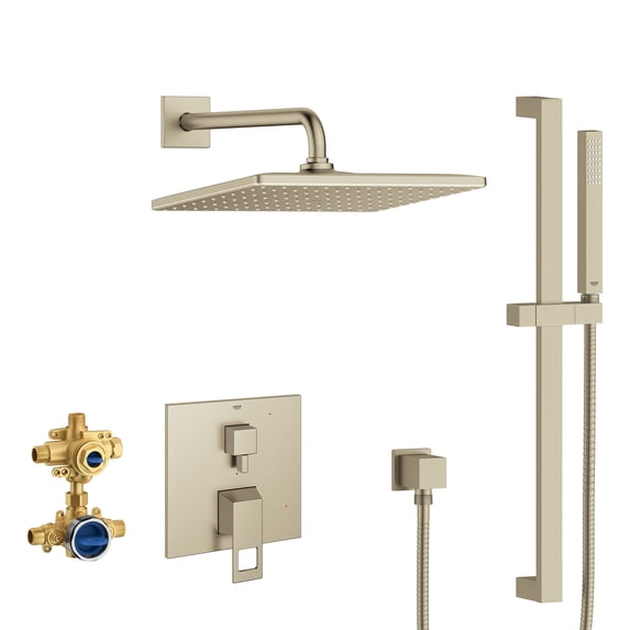 Grohe Eurocube 29432EN0 EUROCUBE PRESSURE BALANCE RAIN SHOWER SET in Grohe Brushed Nickel