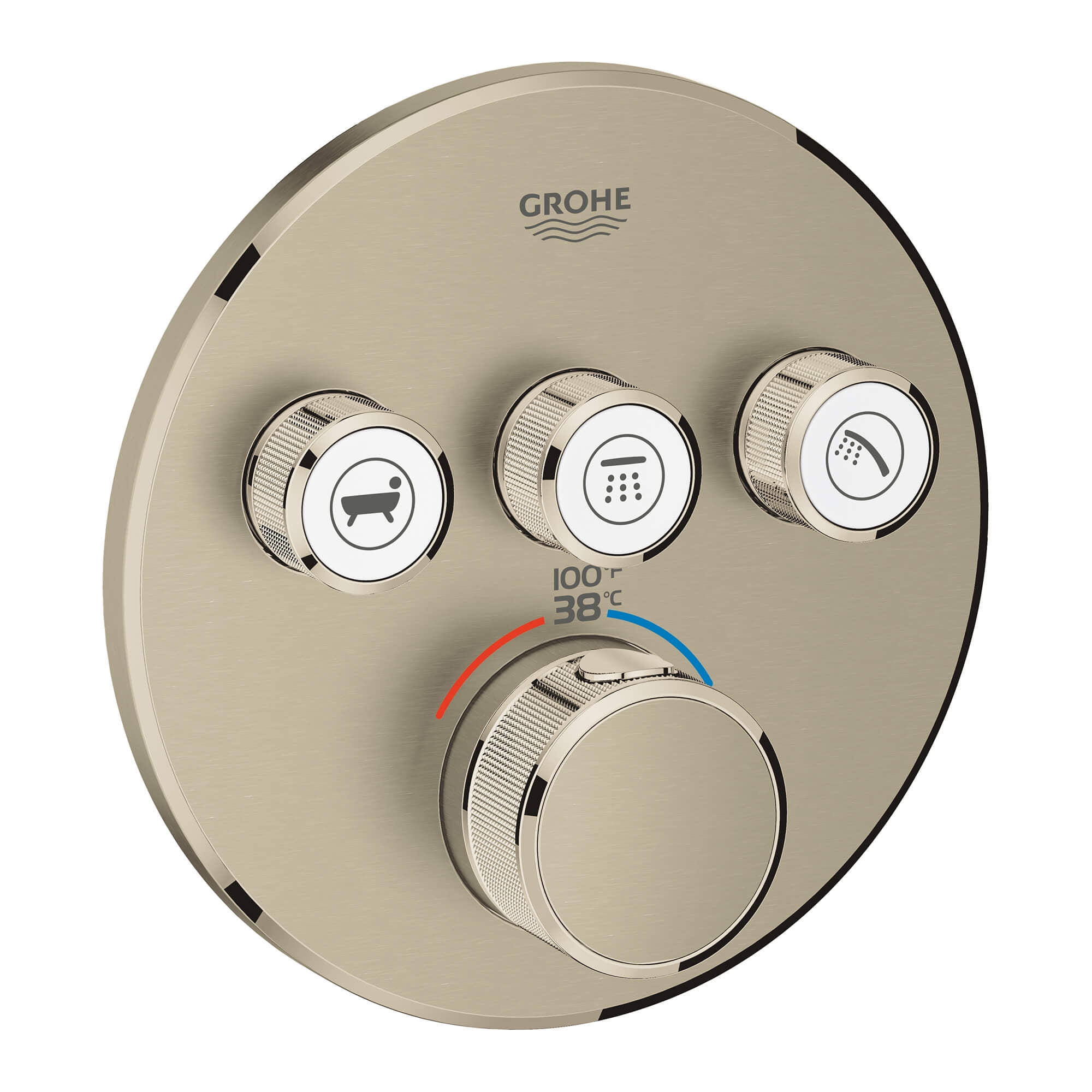 Brushed Nickel Wall-Mounted Thermostatic Shower Valve Trim