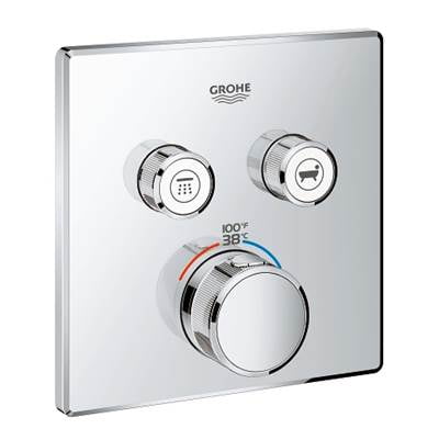 Modern Chrome Wall-Mounted Shower Trim with Push-Button Diverter
