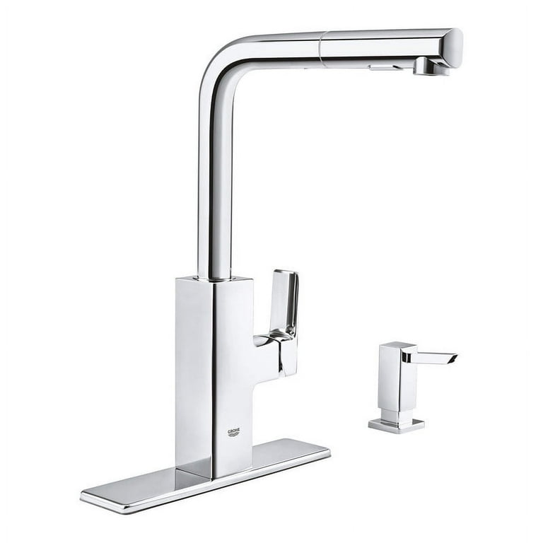 Tallinn Single-Handle Pull-Out Sprayer Kitchen Faucet with Soap Dispenser in StarLight Chrome Tallinn Single-Handle Pull-Out Sprayer Kitchen Faucet with Soap Dispenser in StarLight Chrome