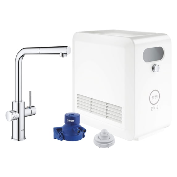 Grohe Blue 31608002 Single-Handle Pull-Out Kitchen Faucet Single Spray 1.75 GPM With Chilled & Sparkling Water in Grohe Chrome
