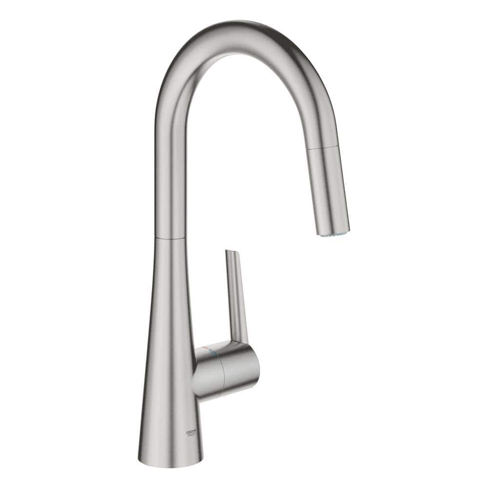 Stainless Steel Modern Pull-Down Kitchen Faucet with Spray