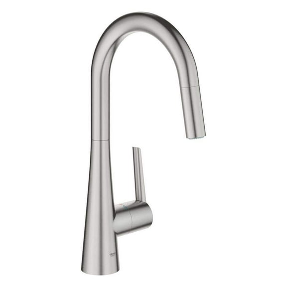 Grohe 32226DC3 Zedra Single-Handle Pull Down Kitchen Faucet Dual Spray 1.75 GPM In Supersteel Finish