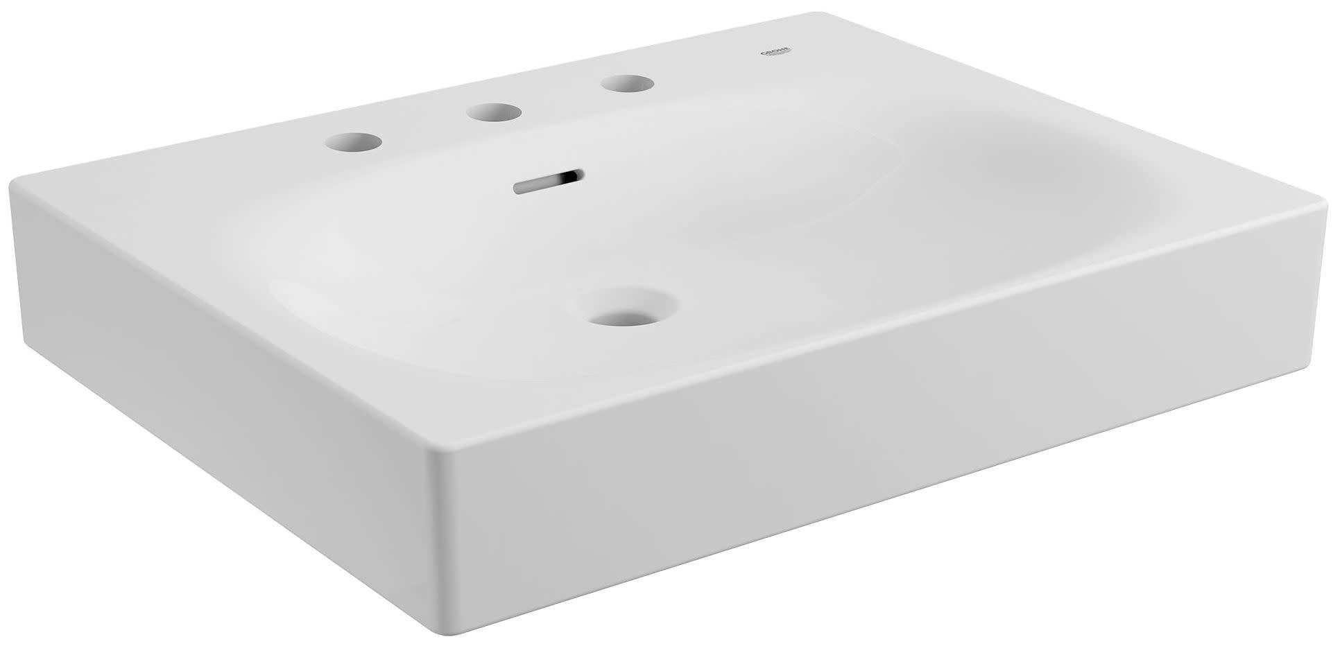 Alpine White Ceramic 24" Wall-Mount Bathroom Sink