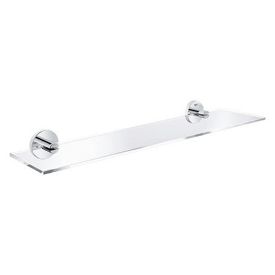 Modern Chrome Glass Wall-Mounted Bathroom Shelf