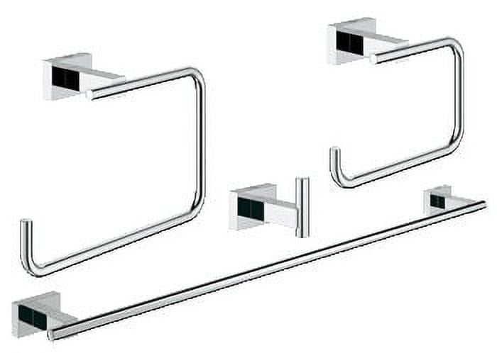 Chic Modern 4-Piece Chrome Bathroom Accessory Set with Towel Ring