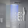 thumbnail image 1 of Grolta 12" LED Wall Mount Rainfall Shower 3 Way Thermostatic Faucet System with Slide Bar, 6 Jets Chrome Chrome Finish, 1 of 1