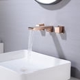 thumbnail image 1 of Grolta waterfall Rose gold wall mount Dual Handle Bathroom Sink Faucets with Brass Pop up Overflow Drain - 5' x 11', 1 of 4