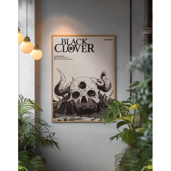 GrolyTee Black Clover A.n.i.m.e Poster | Asta Demon Skull Art | Minimalist Manga Artwork | Edgy Studio Decor | Unique Shonen Fan Gift K517 - 12X18, UNFRAMED