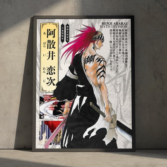 GrolyTee Bleach Renji Abarai A.n.i.m.e Manga Poster Art Print, Vintage Minimalist Japanese Wall Decor Artwork, Birthday Gift for A.n.i.m.e Fan K685 - 8X12, UNFRAMED