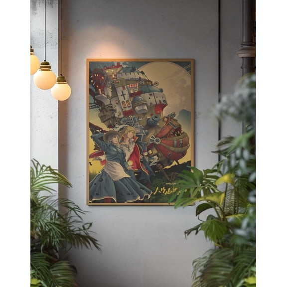 GrolyTee Howl's Moving Castle Poster | A.n.i.m.e Wall Art | Fantasy Castle Print | Miyazaki Movie Decor | Japanese Animation Artwork K548 - 8X12, UNFRAMED