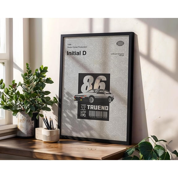 GrolyTee Initial D Digital Poster: Vintage A.n.i.m.e Manga Art Print K1290 - 8X12, UNFRAMED