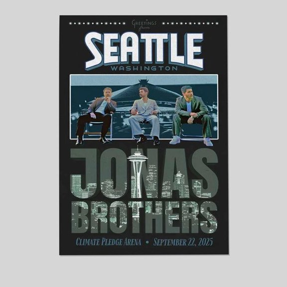 GrolyTee Jonas Brothers Poster 2025 Seattle WA Climate Pledge Arena Concert - 16X24, UNFRAMED