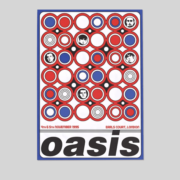 GrolyTee Oasis Poster - live Earls Court 95' Whats the Story - 12X18, UNFRAMED