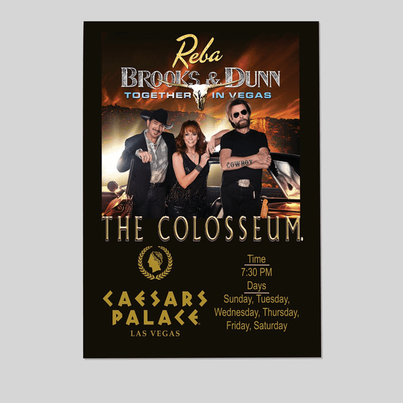 GrolyTee REBA BROOKS DUNN LAS VEGAS 2017 CONCERT Poster - 8X12, UNFRAMED