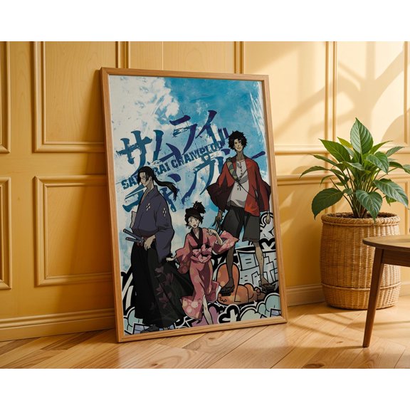 GrolyTee Samurai Champloo A.n.i.m.e Poster: Minimalist Manga Art Print K196 - 8X12, UNFRAMED