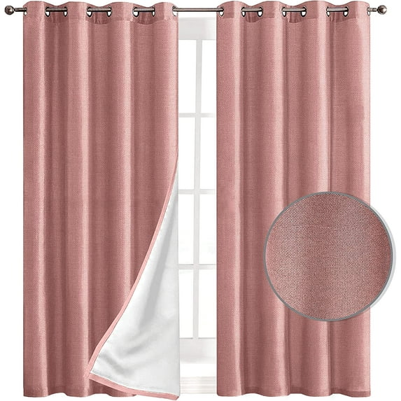 Elegant Comfort Thermal Insulated Darkening Curtains, Grommet Top Draperies for Bedroom, Office and Living Room, (Set of 2) 54" x 63", Blush