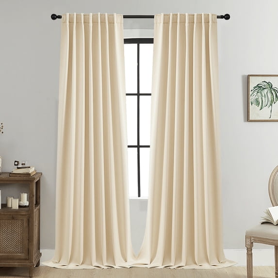 Grommet Blackout Curtains for Bedroom and Living Room - 2 Panels Set Thermal Insulated Room Darkening Curtains (Beige, 40 x 52 Inch)