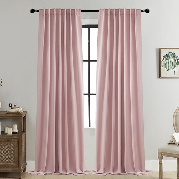 Grommet Blackout Curtains for Bedroom and Living Room - 2 Panels Set Thermal Insulated Room Darkening Curtains (Pink, 40 x 52 Inch)