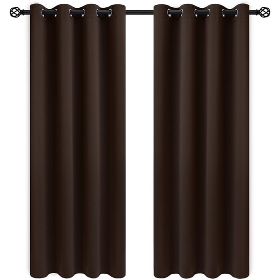Grommet Blackout Room Darkening Brown Curtains 72 inch Length 2 Panels,Thick Polyester Light Blocking Insulated Thermal Window Curtain Drapes for Bedroom/Living Room,52x72 inches
