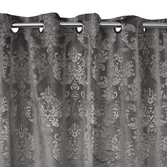 Grommet Curtain Velvet Embossed Damask Curtain Panel 54 Inch Wide