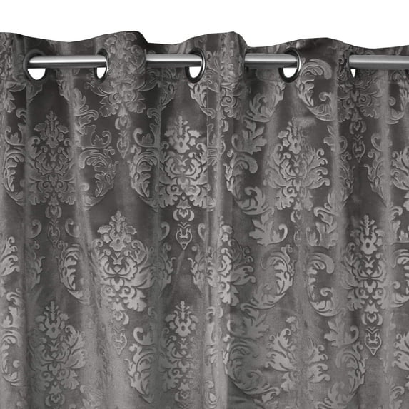 Grommet Curtain Velvet Embossed Damask Curtain Panel 54 Inch Wide