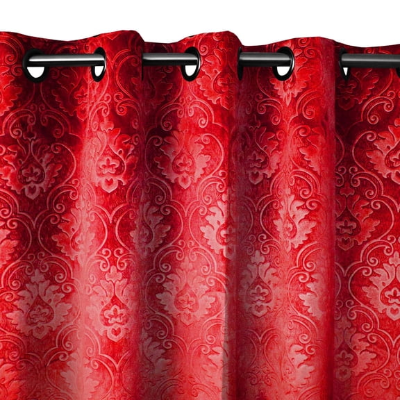 Grommet Curtain Velvet Embossed Victorian Damask Curtain Panel 54 Inch Wide