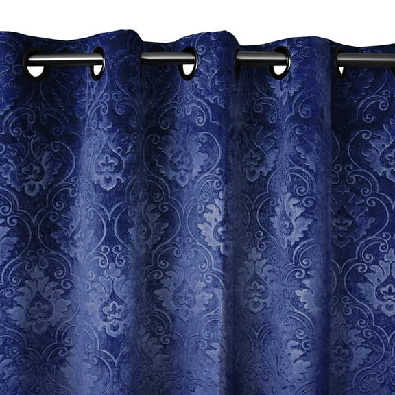 Grommet Curtain Velvet Embossed Victorian Damask Curtain Panel 54 Inch Wide